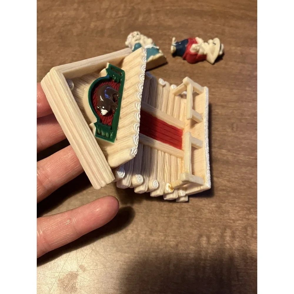Nobel Hall Vintage Bear Log Cabin Refrigerator Magnet Set 3 Piece Fiddle Player